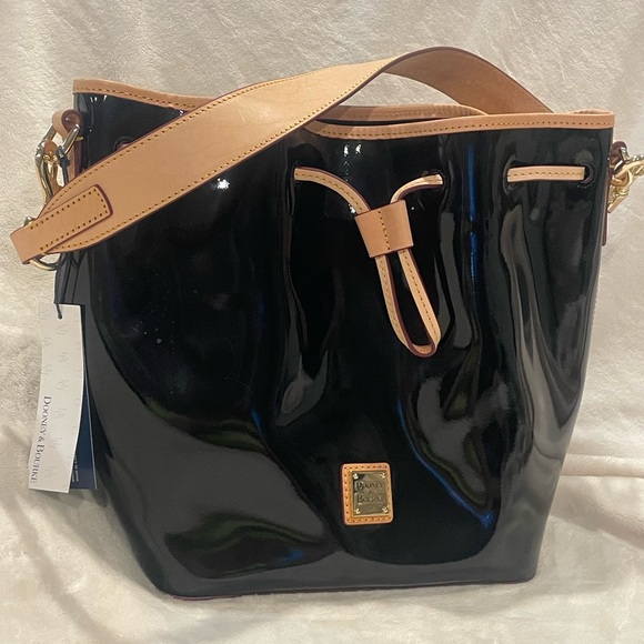 Dooney & Bourke Italian Patent Drawstring Signature Leathers Patent Collection - Picture 3 of 14